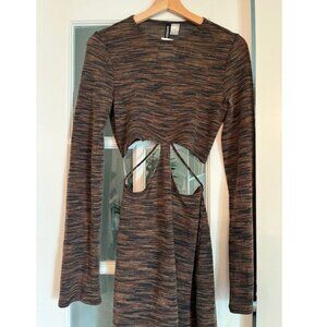 NWT H&M Knitted Space Dye Skater Dress with Cut Outs Size S